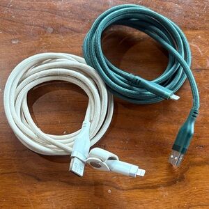 Premium USB Charging Cables - one green and one  Beige 6 ft